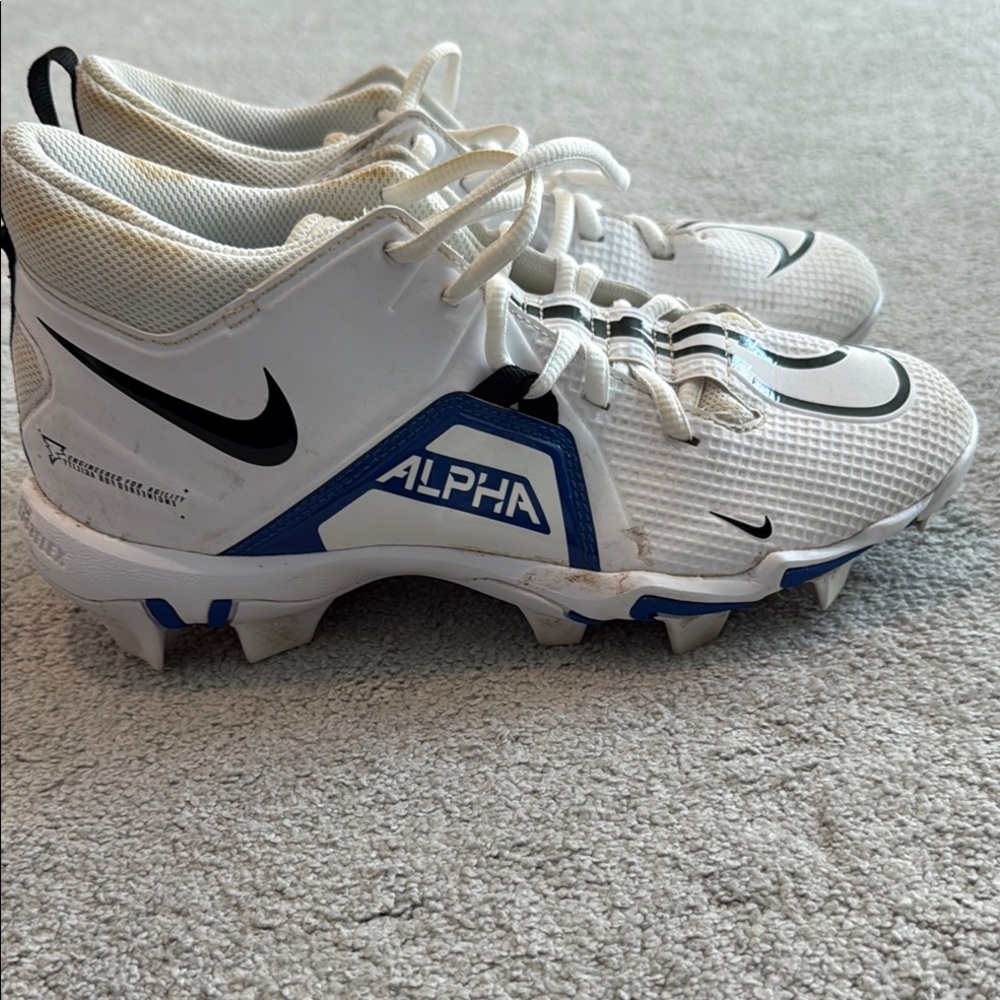 Nike Alpha White and Blue Cleats